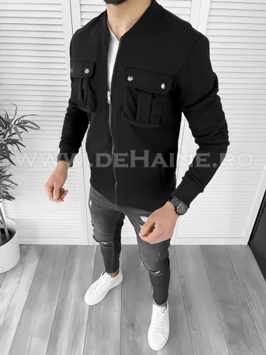 Hanorac barbati negru slim fit K034 29-4.1